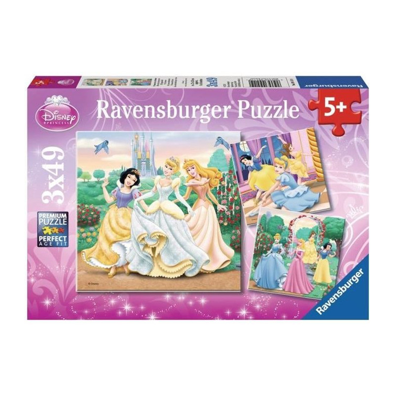 PRINCESSES DISNEY Puzzles 3x49 pieces - Reves de princesses - Ravensburger - Lot de puzzles enfant - Des 5 ans