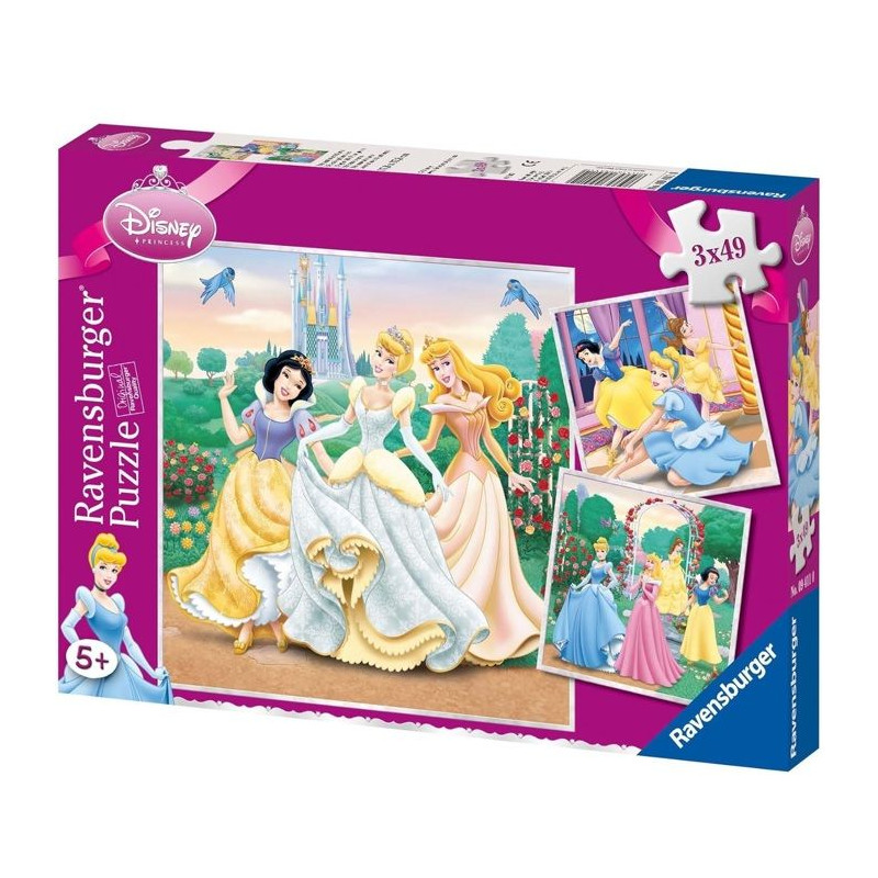 PRINCESSES DISNEY Puzzles 3x49 pieces - Reves de princesses - Ravensburger - Lot de puzzles enfant - Des 5 ans