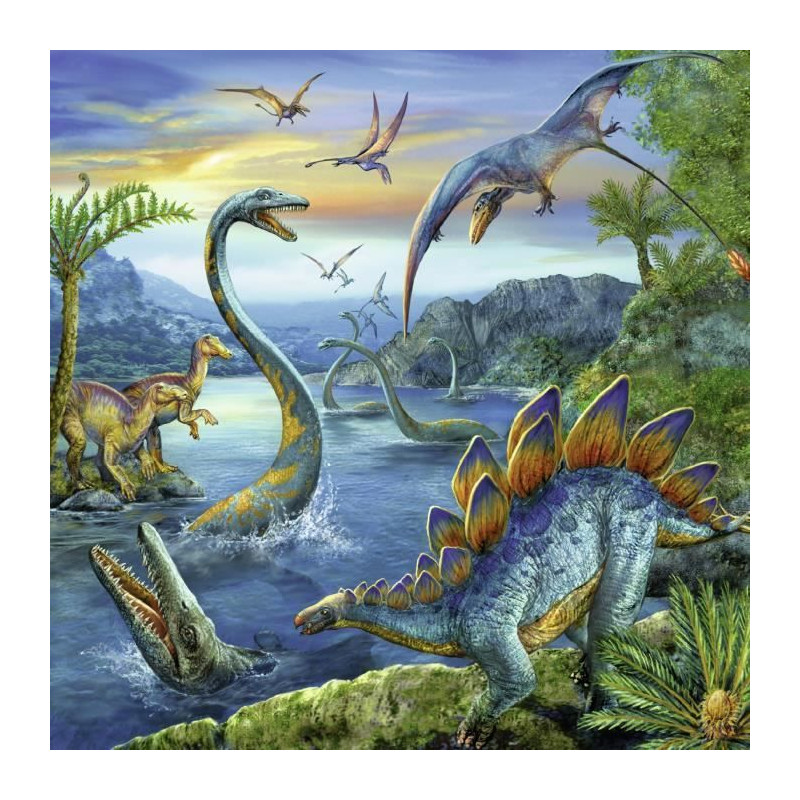 Puzzles 3x49 pieces - La fascination des dinosaures - Ravensburger - Lot de puzzles enfant - Des 5 ans