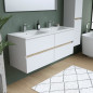 Ensemble Totem Blanc 120 avec vasque double, miroir & colonne