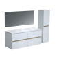 Ensemble Totem Blanc 120 avec vasque double, miroir & colonne