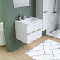 Ensemble Totem Blanc set de salle de bain 60, vanity+vasque+miroir & Colonne