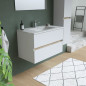 Ensemble Totem Blanc set de salle de bain 80, vanity+vasque+miroir & Colonne