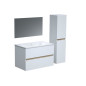 Ensemble Totem Blanc set de salle de bain 80, vanity+vasque+miroir & Colonne