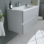 TOTEM Gris, set de salle de bain 80, vanity+vasque+miroir