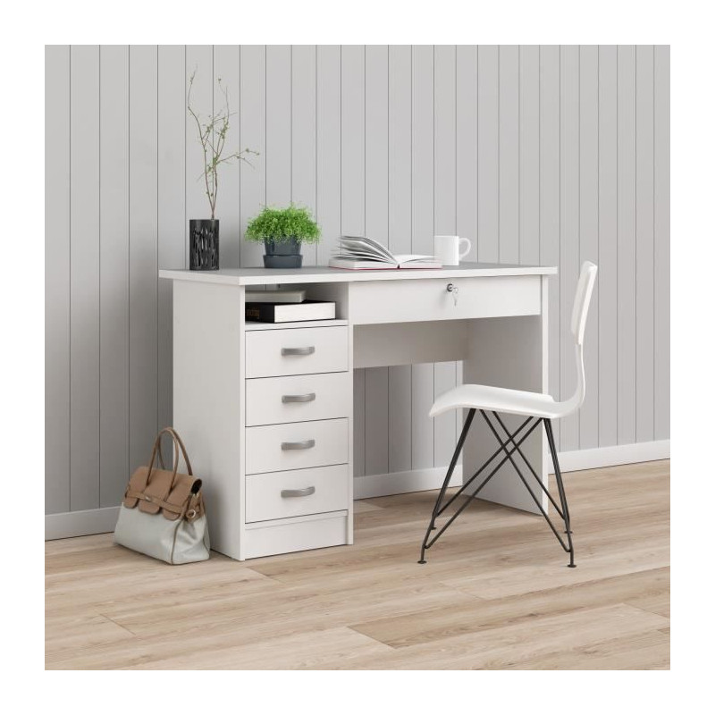 Bureau Student - Panneaux de particules - Blanc - L 109,3 x P 48,5 x H 75,6 cm - TVILUM