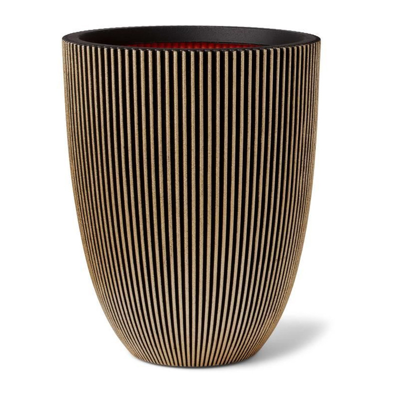 Capi Vase élégant Groove 46x58 cm Noir et doré 445495