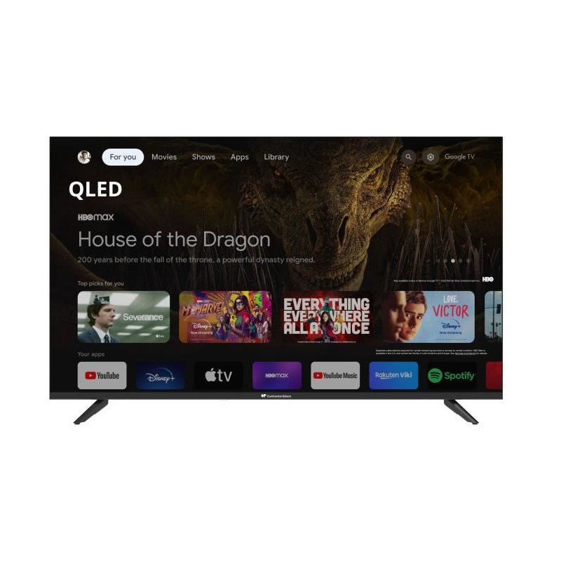 TV LED - CONTINENTAL EDISON - CELED43SGQLD24B6 - 43'' (109 cm) - QLED UHD 4K 3840x2160 - SMART GOOGLE - 4xHDMI - 2xUSB