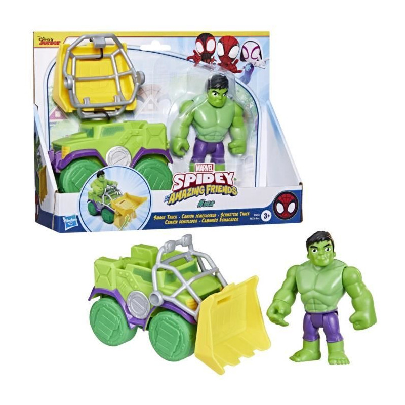 Spidey Coffret Camion démolisseur Hulk, véhicule avec figurine de 10 cm, jouets des 3 ans, Spidey et ses Amis Extraordinaire