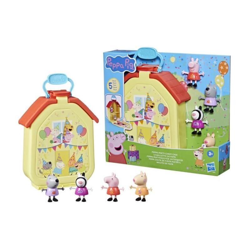 Peppa Pig, coffret La mallette de Peppa avec maison pliable, 4 figurines, jouets préscolaires, a partir de 3 ans