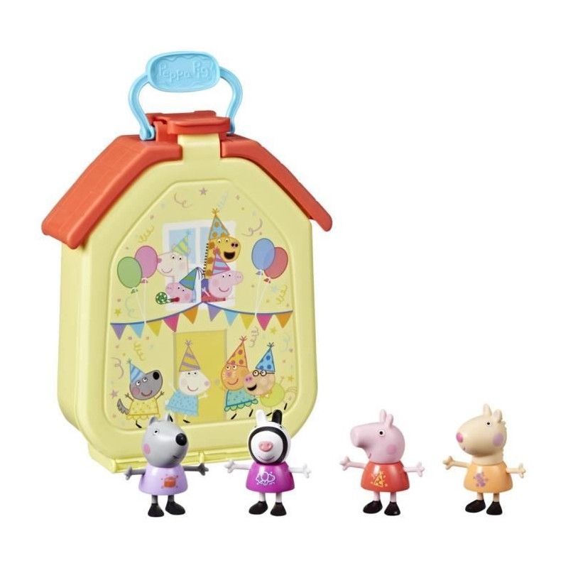 Peppa Pig, coffret La mallette de Peppa avec maison pliable, 4 figurines, jouets préscolaires, a partir de 3 ans