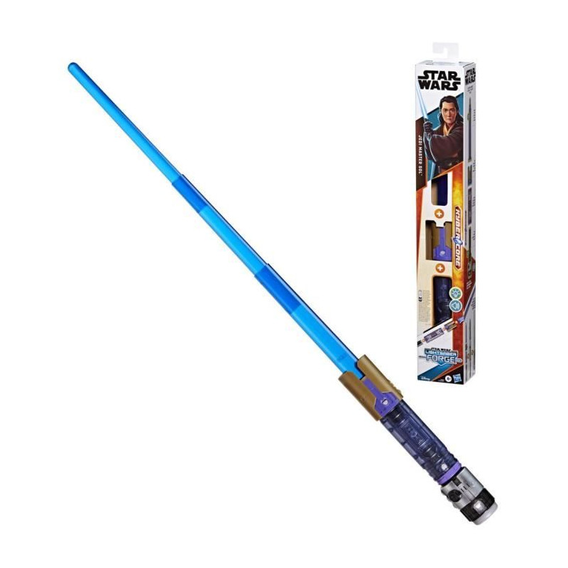 Sabre laser électronique Maître Jedi Sol, bleu personnalisable officiel sous licence Star Wars Lightsaber Forge Kyber Core, de