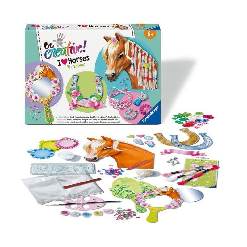 Ravensburger-Be Creative Cheval–kit Multi-activités Horses–10 créations–Activité détente et créative–Des 7 ans–23