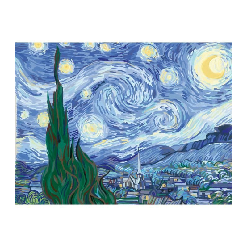 Ravensburger–CreArt Toiles 30x40 cm–Van Gogh/La nuit étoilée–Peinture par numéros–Adulte-Activité détente et créat