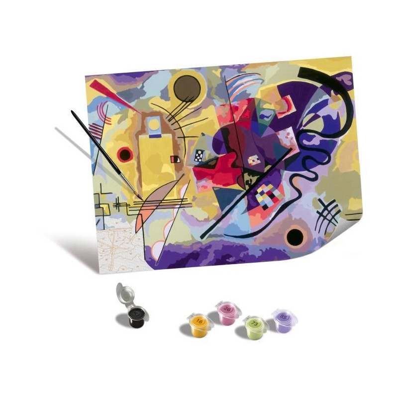 Ravensburger–CreArt Toiles 30x40 cm–Kandinsky/Jaune,Rouge,Bleu-Peinture par numéros-Activité détente et créative–Des 1