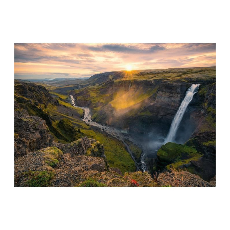 Ravensburger-Puzzle 1000p-La cascade Háifoss, Islande (Highlights)-Adultes&enfants-Des 14 ans-Puzzle de qualité supérieure-12