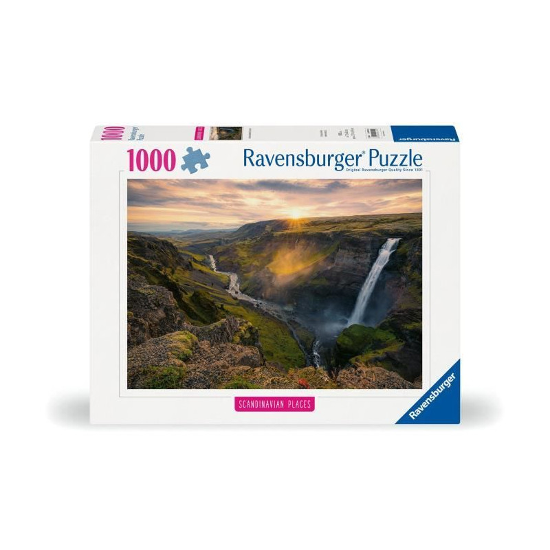 Ravensburger-Puzzle 1000p-La cascade Háifoss, Islande (Highlights)-Adultes&enfants-Des 14 ans-Puzzle de qualité supérieure-12