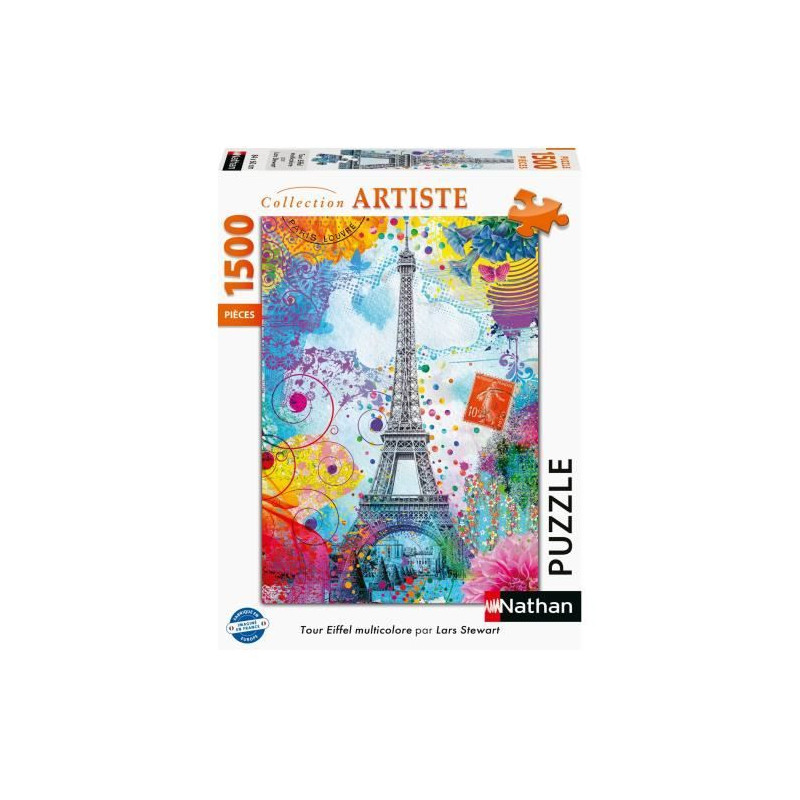 Nathan-Puzzle 1500 pieces-Tour Eiffel multicolore/Lars Stewart-Adultes et enfants des 14 ans-Puzzle de qualité supérieure-1200