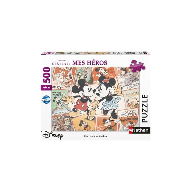 Nathan-Puzzle 500 pieces-Souvenirs de Mickey/Disney-Adultes et enfants des 12 ans-Puzzle de qualité supérieure-12000969