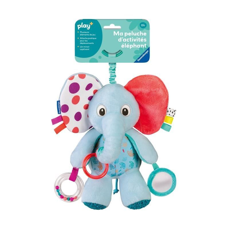 Ravensburger -PLAY + - Ma peluche d'activités éléphant - Des la naissance - version française - 34005