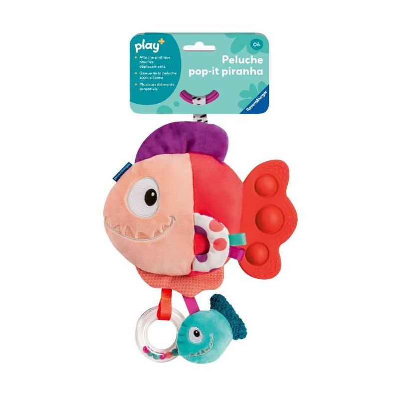 Ravensburger -PLAY + - Peluche pop-it piranha rouge - Des la naissance - version française - 34015