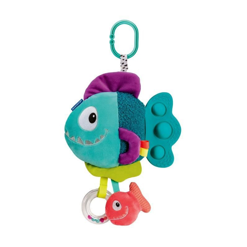 Ravensburger -PLAY + - Peluche pop-it piranha bleu - Des la naissance - version française - 34016