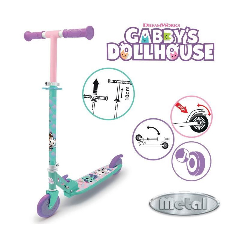 Smoby - Patinette Gabby et la Maison Magique - 2 roues - Pliables -