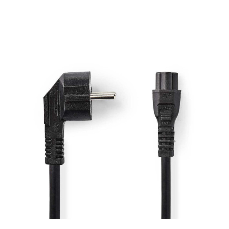 CABLE ALIMENTATION SECTEUR TREFLE Prise de terre mâle COUDE DROIT 2M NOIR