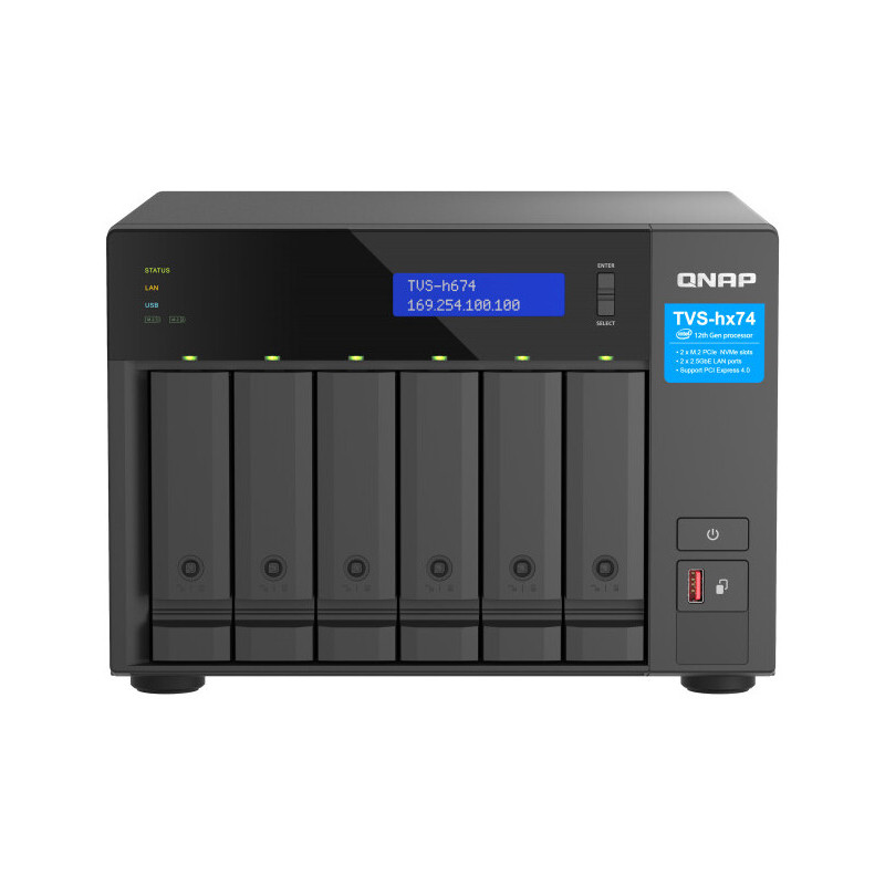 QNAP TVS h674 NAS Tower Intel® Core? i3 i3 12100 16 Go DDR4 QuTS hero Noir