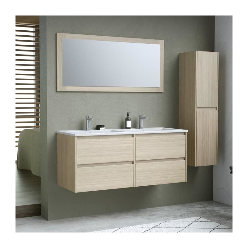 Ensemble TIMBER, set de salle de bain 120, vanity+vasque+miroir & colonne