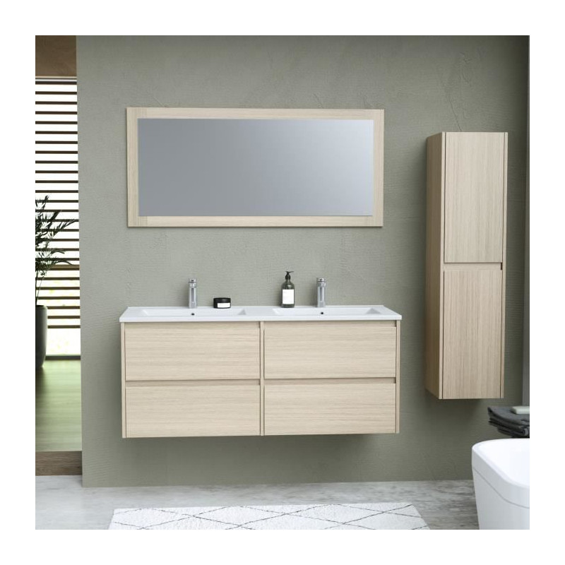 Ensemble TIMBER, set de salle de bain 120, vanity+vasque+miroir & colonne