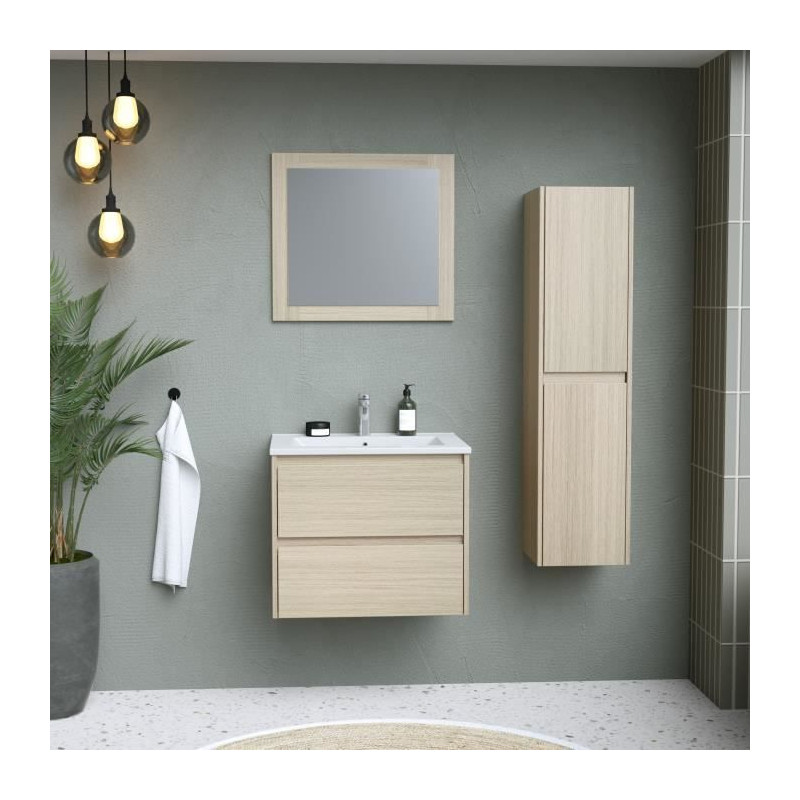 Ensemble TIMBER, set de salle de bain 60, vanity+vasque+miroir & colonne