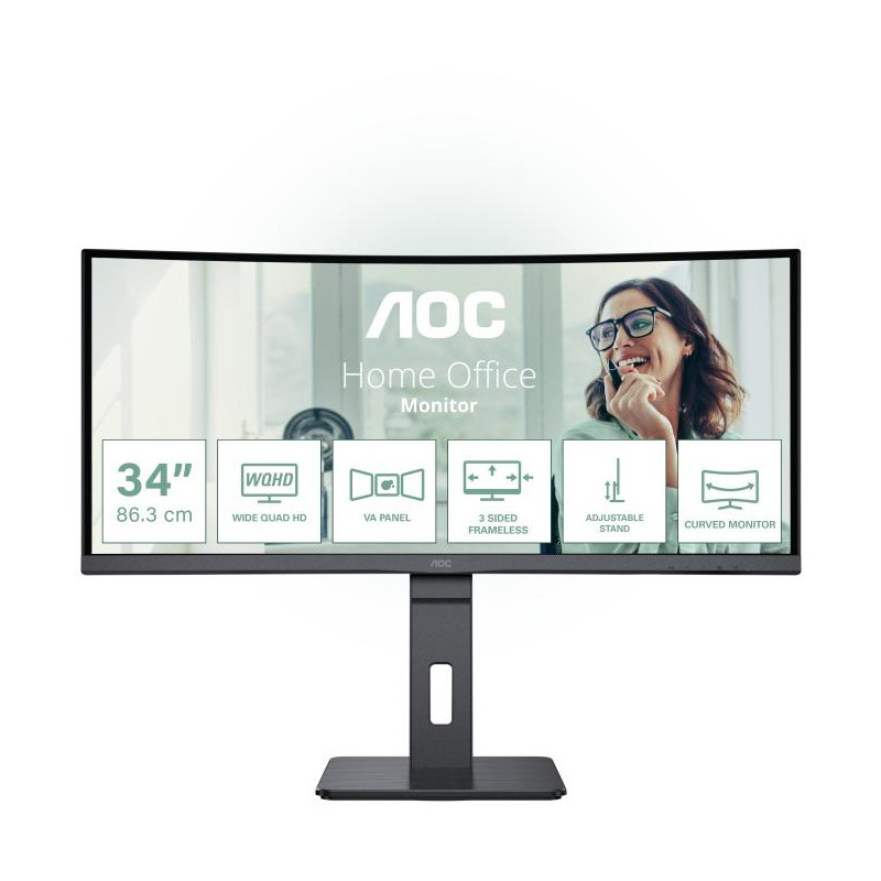 AOC CU34P3CV écran plat de PC 86,4 cm (34") 3440 x 1440 pixels UltraWide Quad HD LED Noir