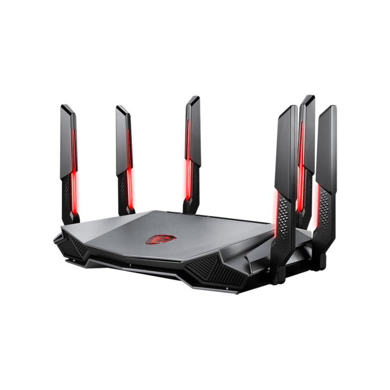 MSI RADIX AXE6600 WIFI 6E TRI BAND routeur sans fil Gigabit Ethernet Bi bande (2,4 GHz 5 GHz) Noir, Rouge