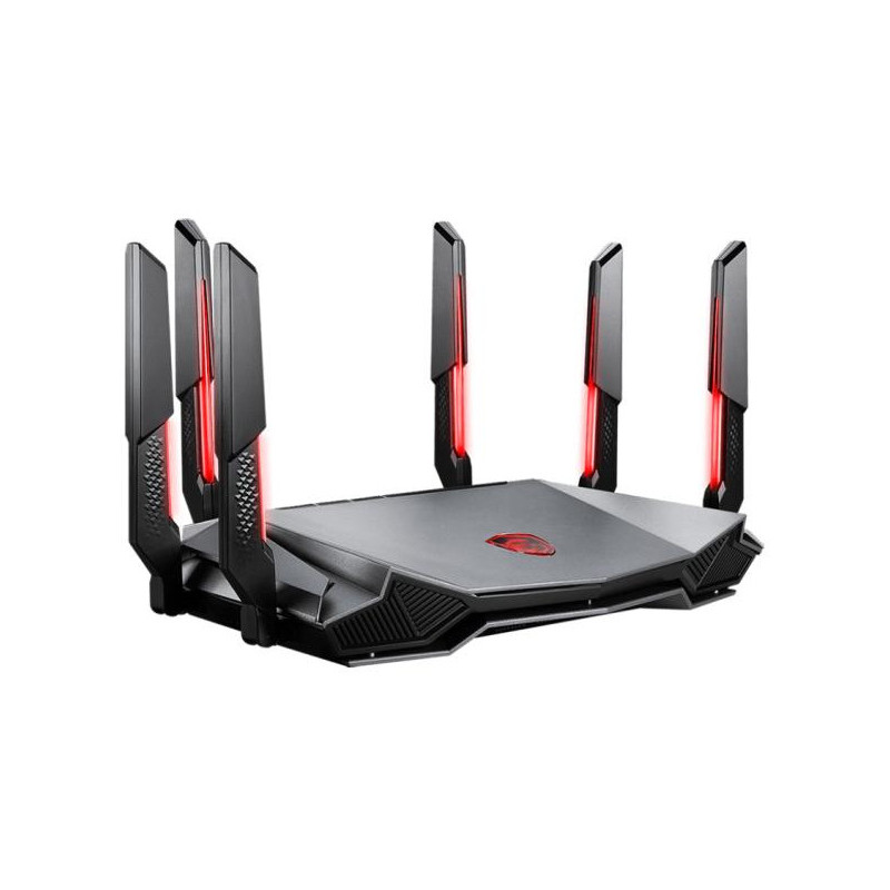 MSI RADIX AXE6600 WIFI 6E TRI BAND routeur sans fil Gigabit Ethernet Bi bande (2,4 GHz 5 GHz) Noir, Rouge