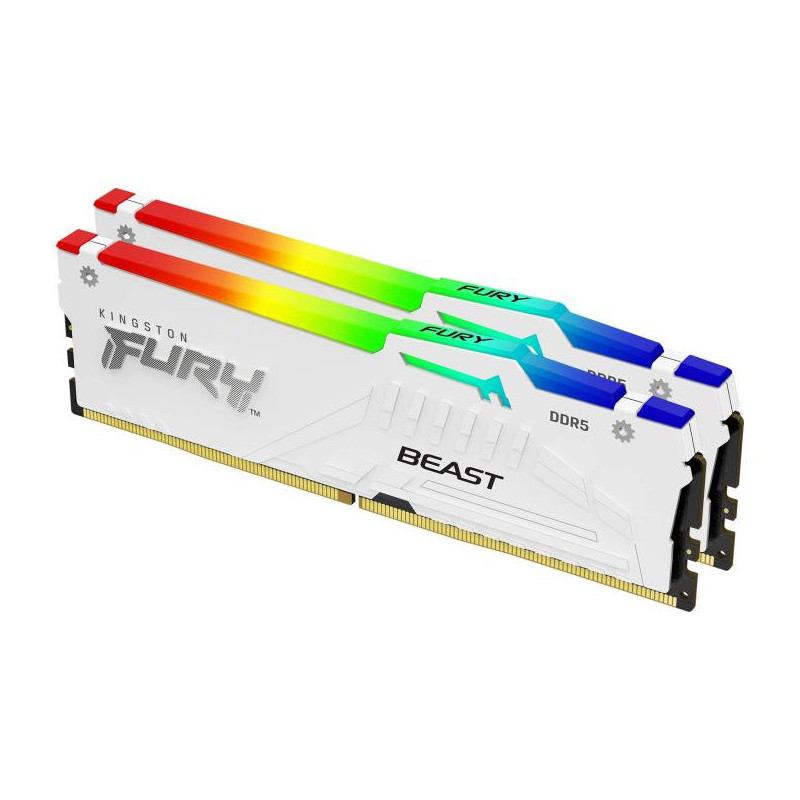 Kingston Technology FURY Beast 32 Go 5600 MT s DDR5 CL36 DIMM (Kits de 2) White RGB EXPO