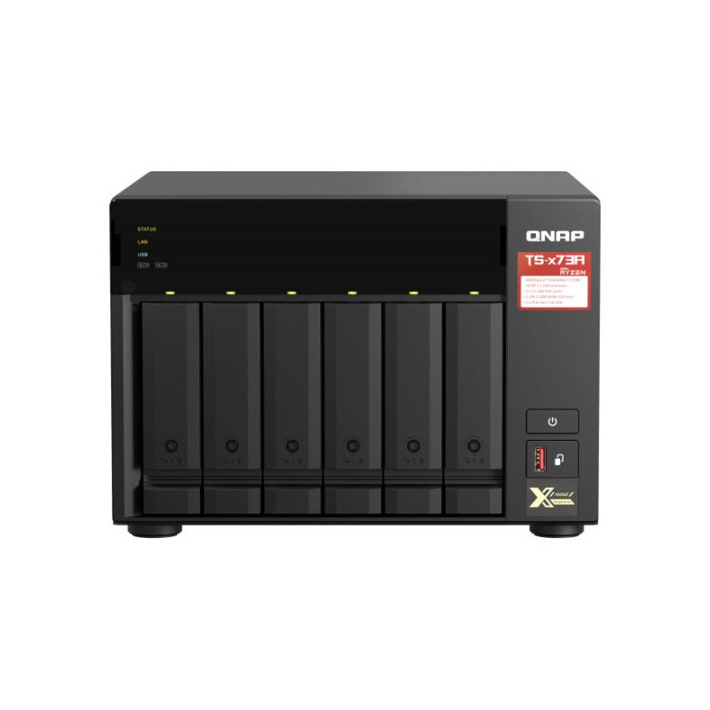 QNAP TS 673A NAS Tower AMD Ryzen V1500B 8 Go DDR4 36 To HDD QNAP Turbo System Anthracite