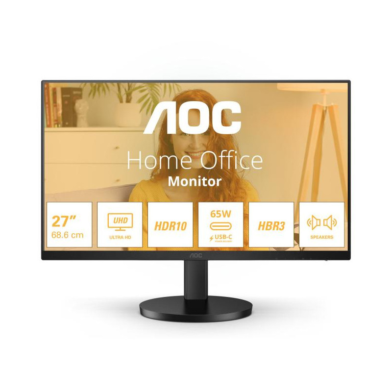 AOC B3 U27B3CF écran plat de PC 68,6 cm (27") 3840 x 2160 pixels 4K Ultra HD LCD Noir