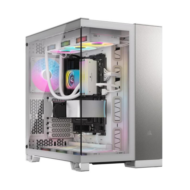 CORSAIR 6500X Mid Tower PC Case, White Satin Gray Aluminum