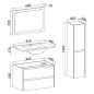 Ensemble TIMBER, set de salle de bain 80, vanity+vasque+miroir & colonne