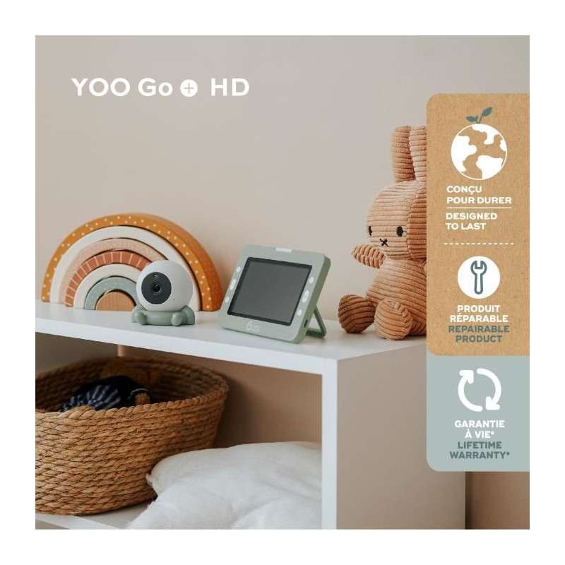 Babymoov Caméra Additionnelle HD Babyphone vidéo YOO Go+ - Batterie Rechargeable Longue Autonomie - Socle Caméra inclus