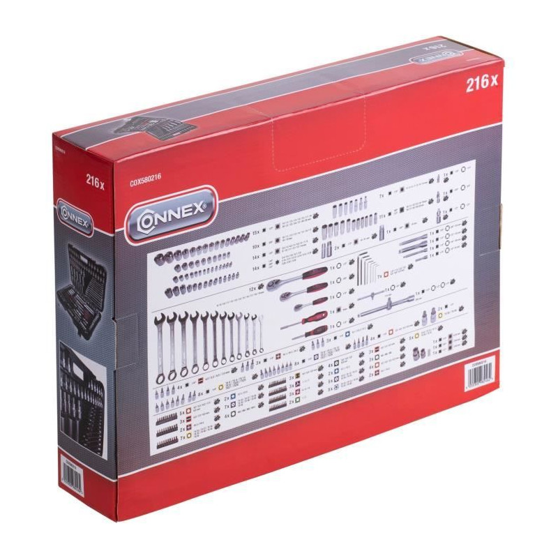 Coffret a douilles CONNEX - 216 pieces - Garantie 2 ans