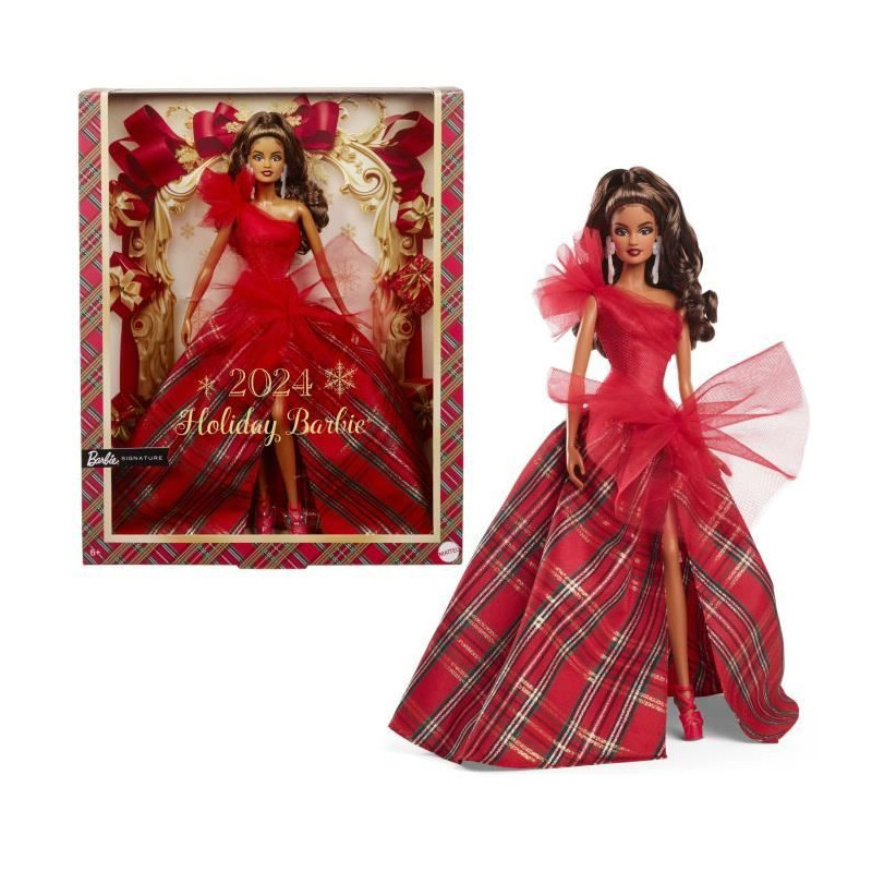 BARBIE Poupée joyeux noël châtain HRM63