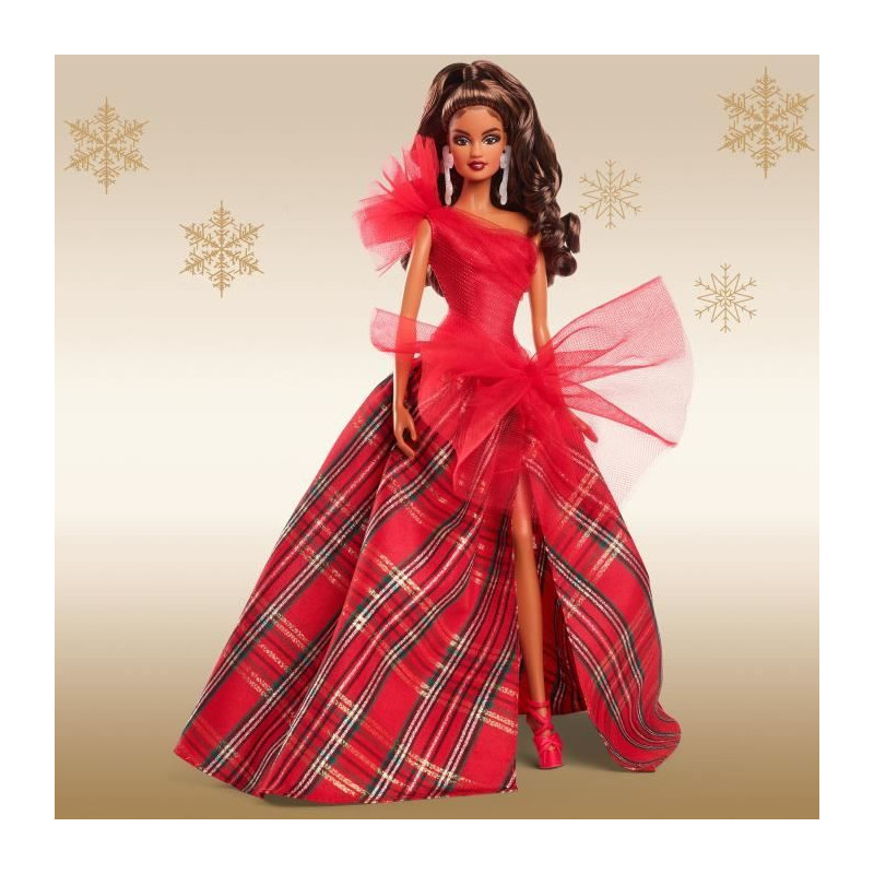 BARBIE Poupée joyeux noël châtain HRM63