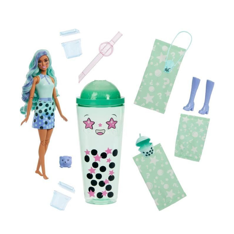 Barbie-Pop Reveal-Poupée parfumée série Bubble Tea avec accessoires HTJ21