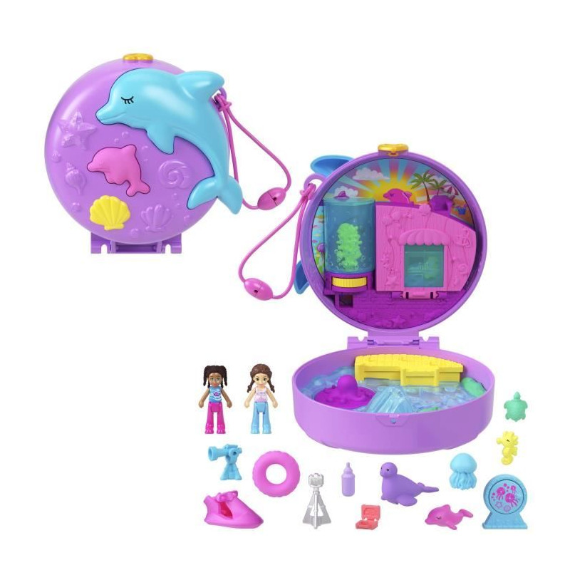 Polly Pocket-Sauvetage du dauphin-Coffret 2 mini-figurines et animaux HWN96