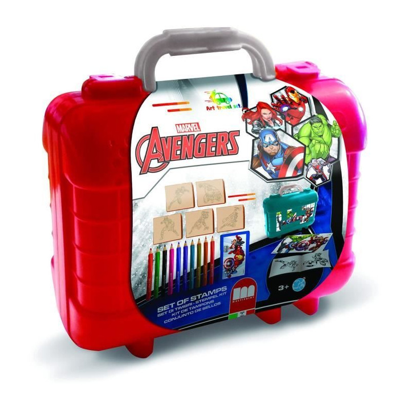 Travel Set - MULTIPRINT - 42873 - 5 tampons Avengers, 10 crayons