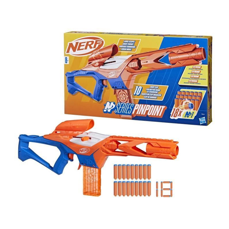 Nerf NSeries blaster Pinpoint a fléchette, 18 fléchettes, a partir de 8 ans