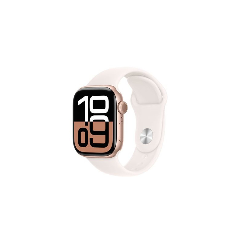 Apple Watch Series 10 GPS 42mm Boîtier en Aluminium Rose Gold avec Bracelet Sport Rose Tendre S M