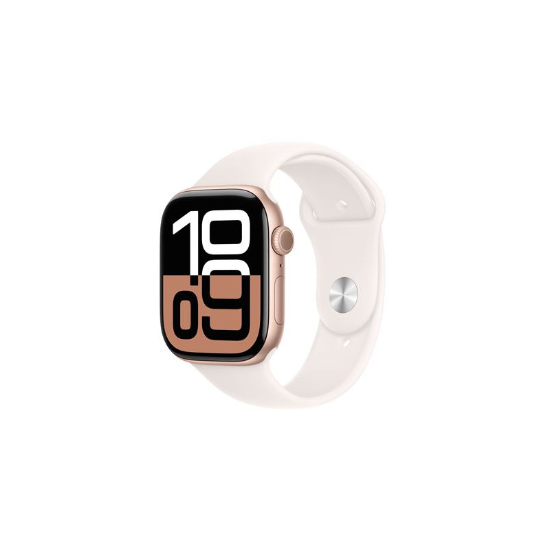 Apple Watch Series 10 GPS 46mm Boîtier en Aluminium Rose Gold avec Bracelet Sport Rose Tendre M L